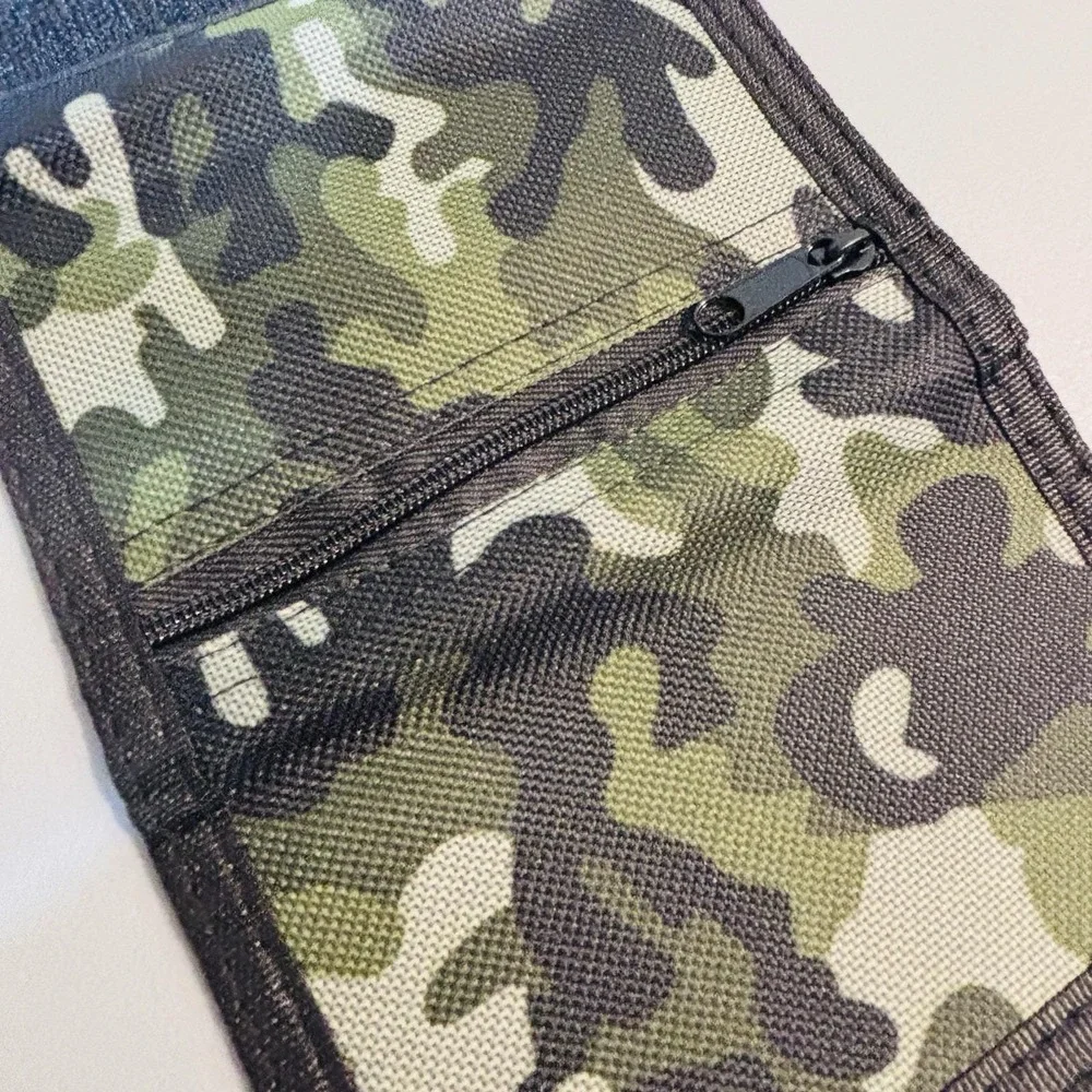 Camouflage Hook And Loop Tri-fold Wallet Zip ID Credit Card Keychain Men Boys